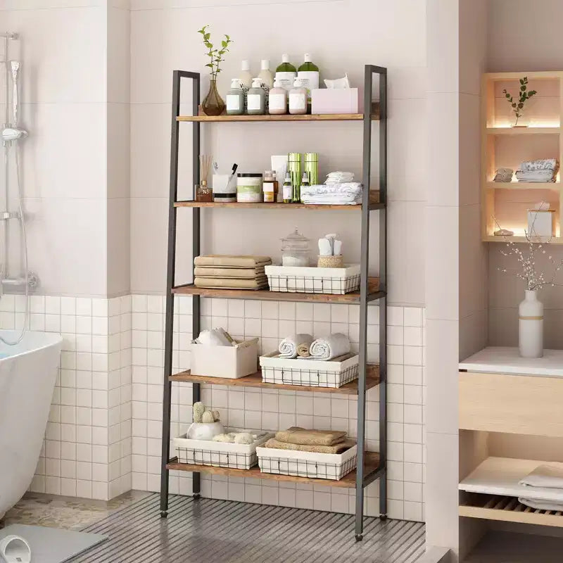 Bücherregal Schrank, 5-stufiges Bücherregal aus Holz mit Türen, Bücherregal mit verstellbaren Einlegeböden, Bauernhaus Bücherregal Bibliothek Buchaufbewahrung