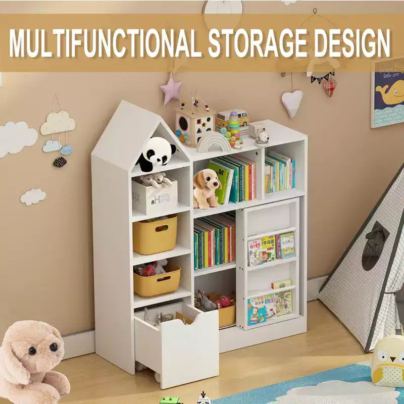 Bücherregal Schrank, 5-stufiges Bücherregal aus Holz mit Türen, Bücherregal mit verstellbaren Einlegeböden, Bauernhaus Bücherregal Bibliothek Buchaufbewahrung