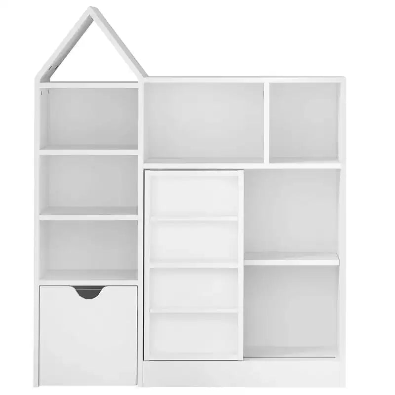 Bücherregal Schrank, 5-stufiges Bücherregal aus Holz mit Türen, Bücherregal mit verstellbaren Einlegeböden, Bauernhaus Bücherregal Bibliothek Buchaufbewahrung