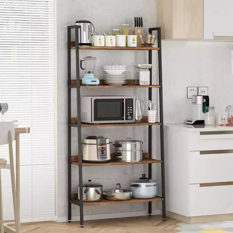 Bücherregal Schrank, 5-stufiges Bücherregal aus Holz mit Türen, Bücherregal mit verstellbaren Einlegeböden, Bauernhaus Bücherregal Bibliothek Buchaufbewahrung