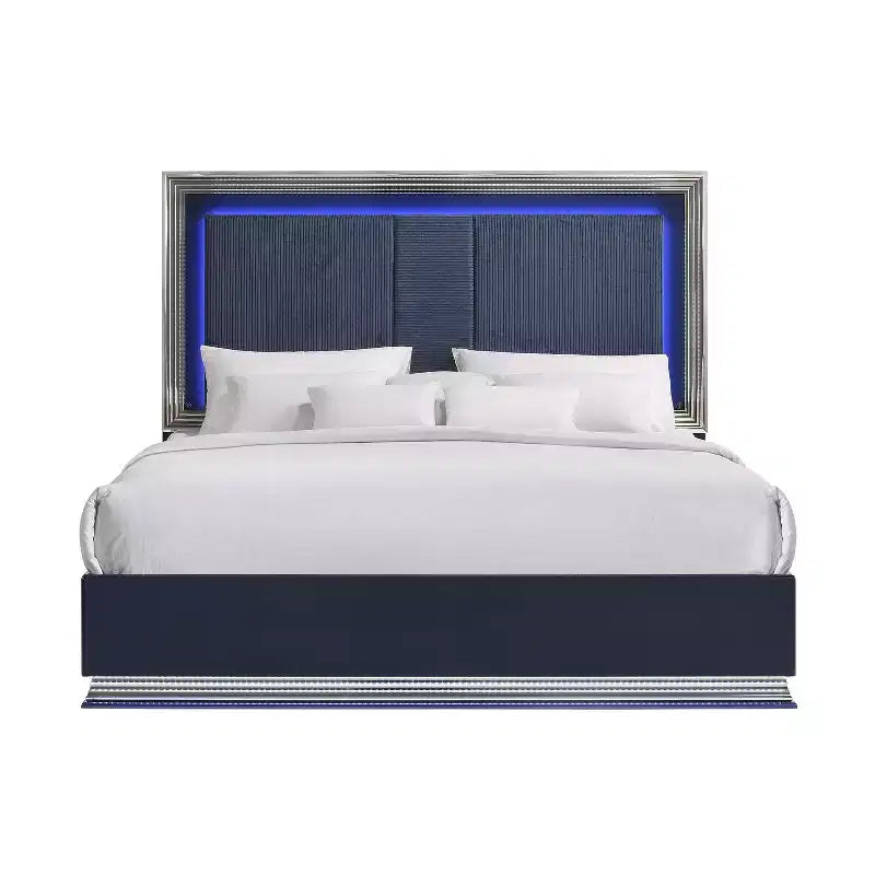 Moderner Eichen- und Weiß-Spiegel mit LED-Beleuchtung für Schlafzimmer oder Schminktisch