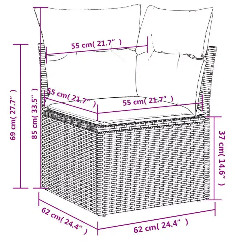 Garten-Sofa-Set, Schwarz und Creme-Weiß