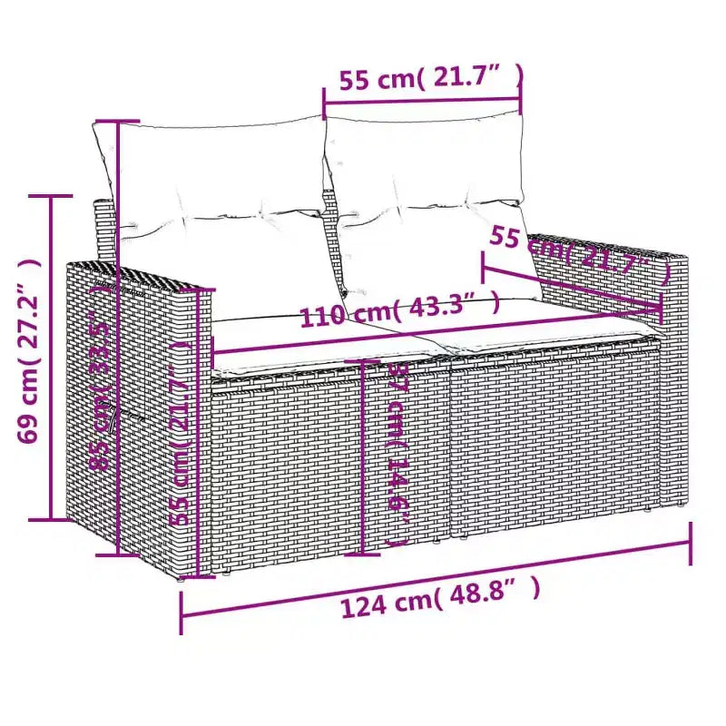 Garten-Sofa-Set, Schwarz und Creme-Weiß
