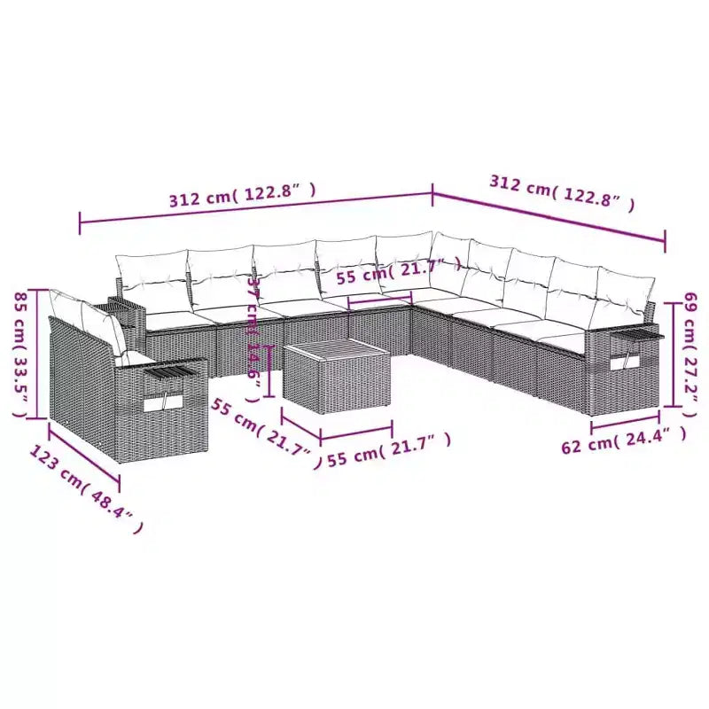 Garten-Sofa-Set, Schwarz und Creme-Weiß