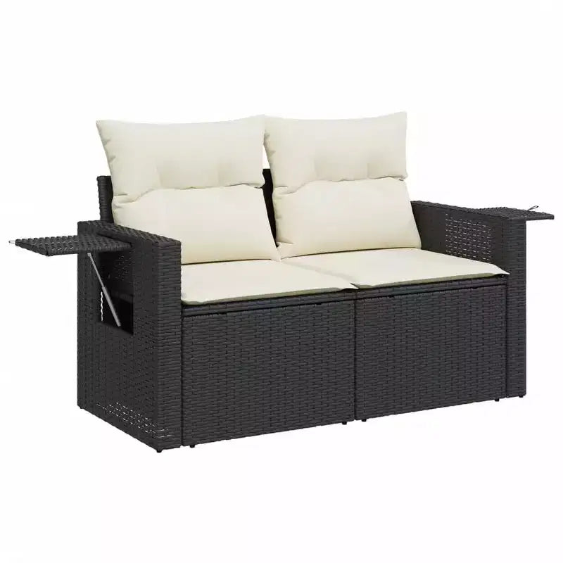 Garten-Sofa-Set, Schwarz und Creme-Weiß