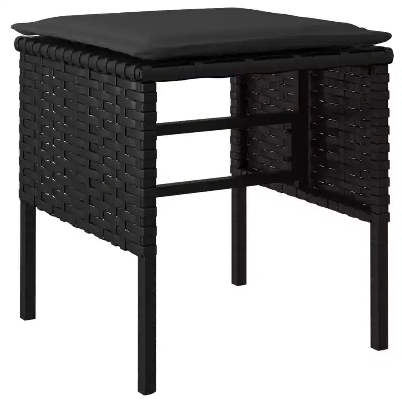 Gartenhocker-Set, 4-teilig, Schwarz Polyrattan, Klein, Modular