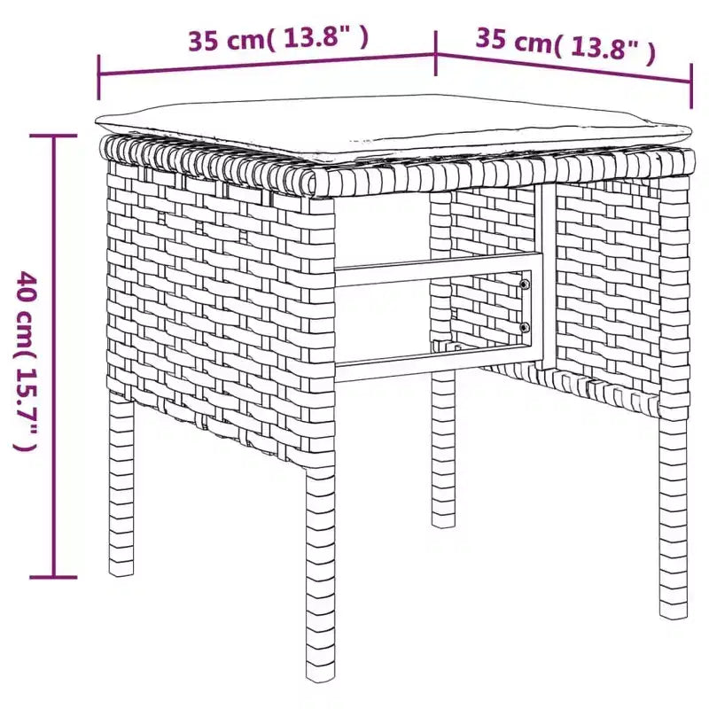 Gartenhocker-Set, 4-teilig, Schwarz Polyrattan, Klein, Modular