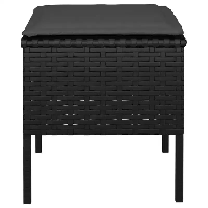 Gartenhocker-Set, 4-teilig, Schwarz Polyrattan, Klein, Modular