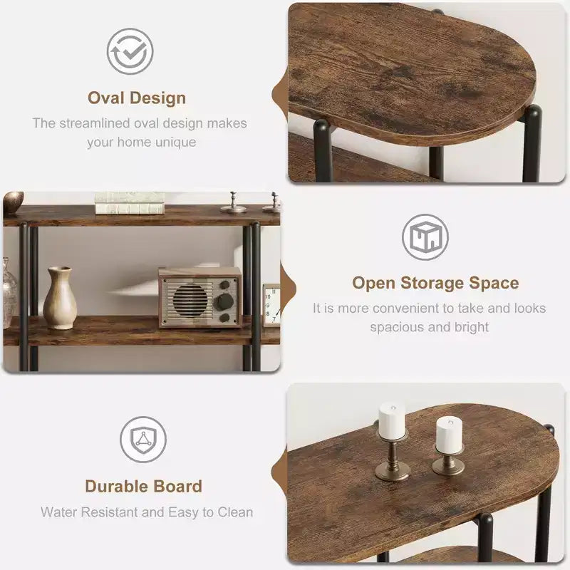 47.2 Konsolentisch, 3-stufiges Industriedesign aus Metall, funktionaler Flurtisch, Retro-Landhausstil für Diele, Wohnzimmer, Küche und Esszimmer