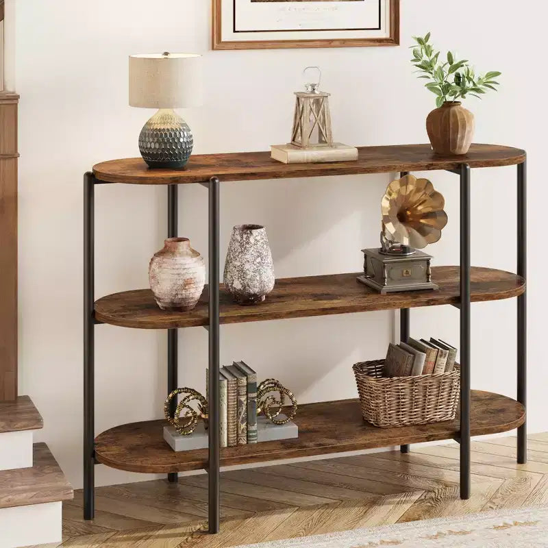 47.2 Konsolentisch, 3-stufiges Industriedesign aus Metall, funktionaler Flurtisch, Retro-Landhausstil für Diele, Wohnzimmer, Küche und Esszimmer