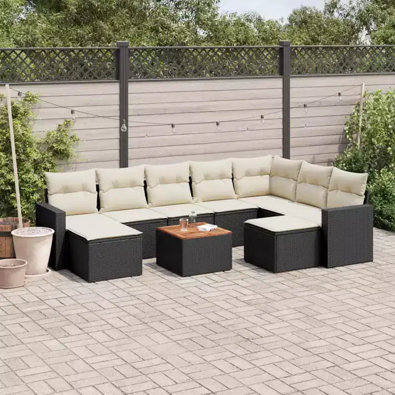 Garten-Sofa-Set 10-teilig, Schwarz