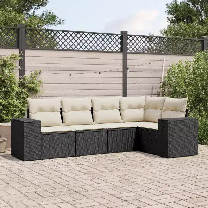 Große modulare Gartensofa-Garnitur, schwarzes PE-Rattan