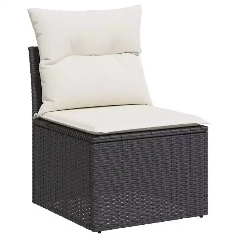 Große Gartensitzgruppe mit verstellbaren Füßen, schwarzes Polyrattan