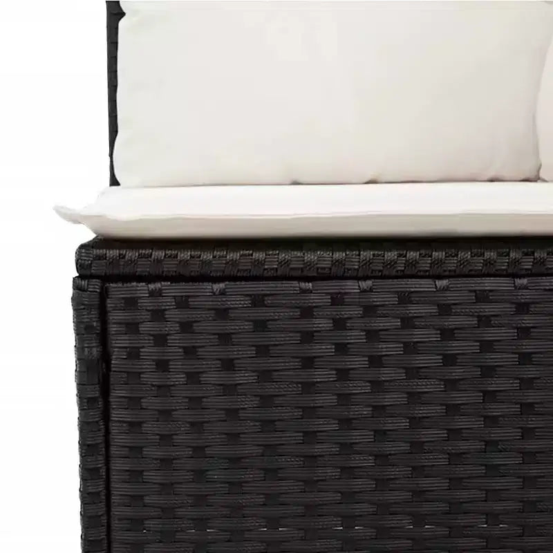Große Gartensitzgruppe mit verstellbaren Füßen, schwarzes Polyrattan
