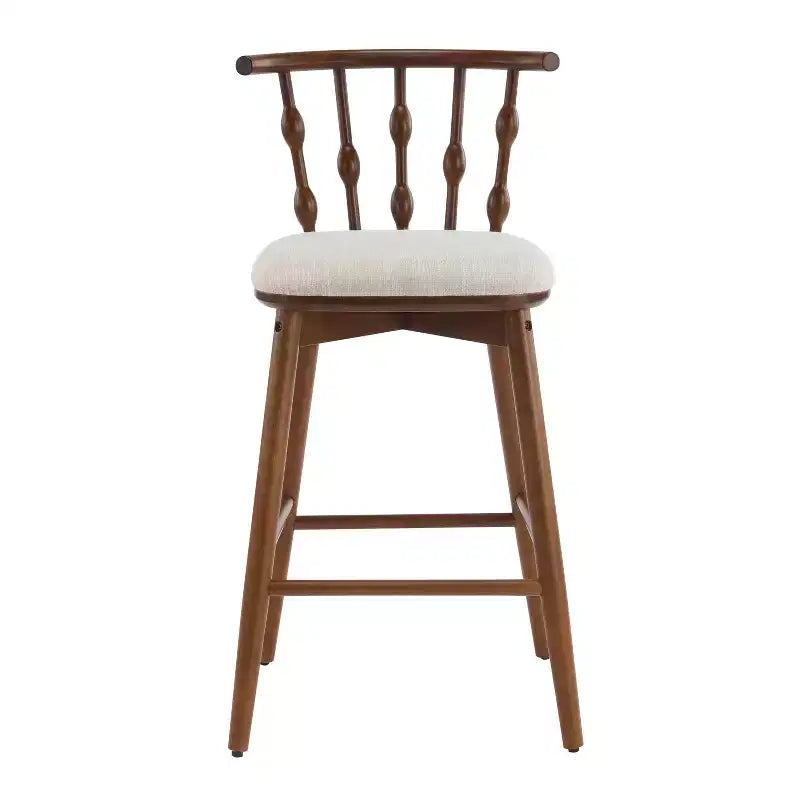 Moderne Barhocker aus Gummibaumholz, gepolstert, 2er-Set