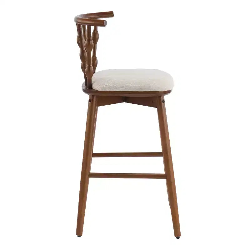 Moderne Barhocker aus Gummibaumholz, gepolstert, 2er-Set