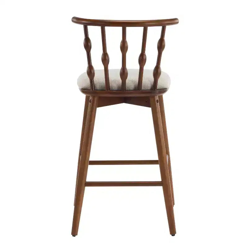 Moderne Barhocker aus Gummibaumholz, gepolstert, 2er-Set