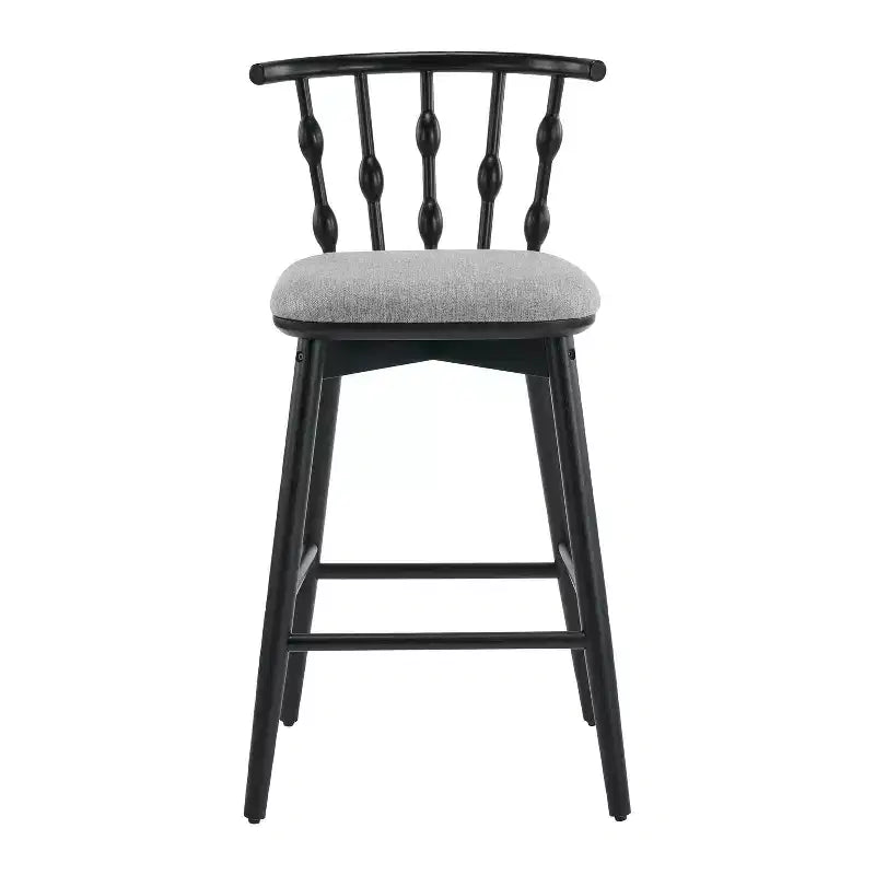 Moderne Barhocker aus Gummibaumholz, gepolstert, 2er-Set