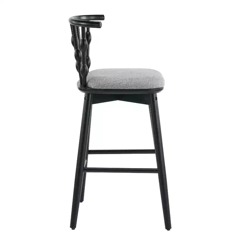 Moderne Barhocker aus Gummibaumholz, gepolstert, 2er-Set