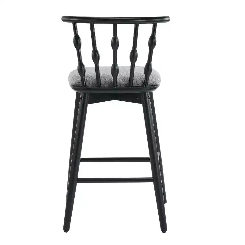 Moderne Barhocker aus Gummibaumholz, gepolstert, 2er-Set