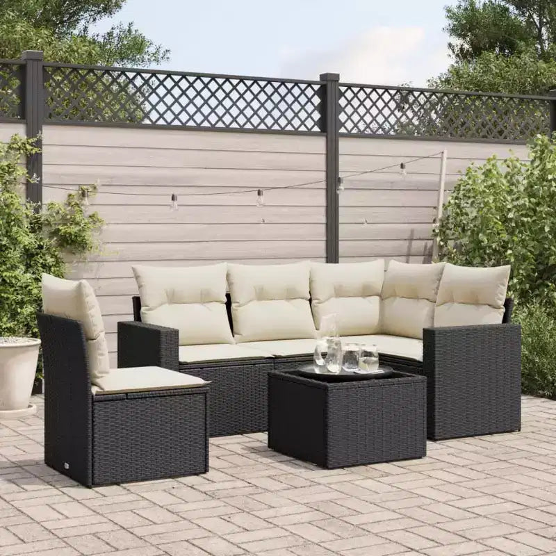 Outdoor-Sofagarnitur aus massivem Akazienholz und Polyester, Natur