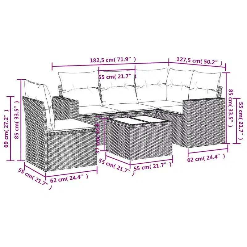 Outdoor-Sofagarnitur aus massivem Akazienholz und Polyester, Natur
