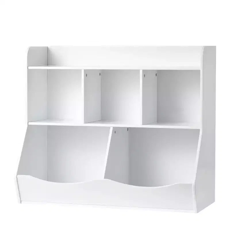 Kinderspielzeug-Aufbewahrungswürfel mit Bücherregal, 5-Fächer-Spielzeugorganisator aus Holz für Kinderzimmer, Spielzimmer, Babyzimmer & Kindergarten, Weiß