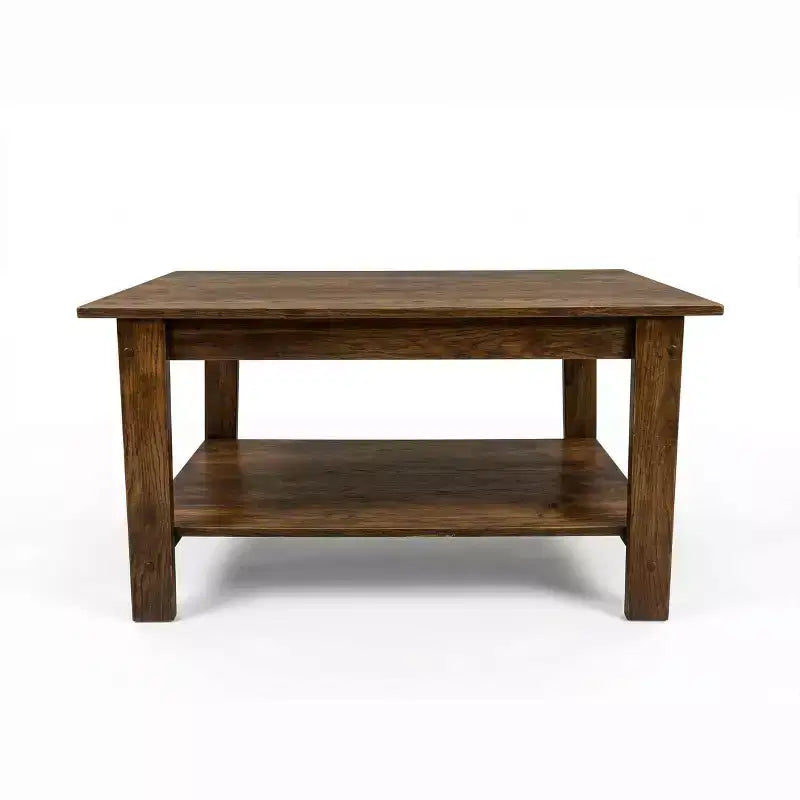 Acekool Small Space Rectangular 2 Tier Coffee Table, Wood Particleboard Center Table with Storage Shelf, Modern Farmhouse Rustic, Assorted Colors
