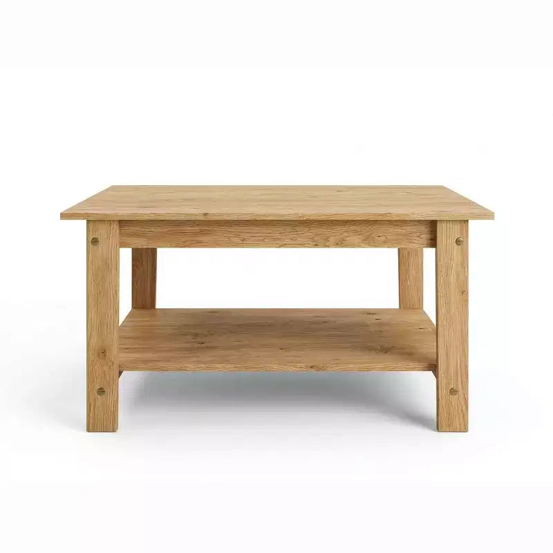 Kleiner rechteckiger 2-stöckiger Couchtisch mit Ablagefach, Modern Farmhouse Rustic, verschiedene Farben