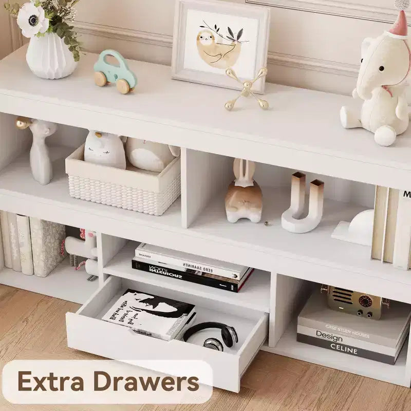 Bücherregal aus Holz für Kinder, Montessori-Bücherregal mit 5 Fächern, Spielzeug-Aufbewahrungsschrank, 2-regaliges Bücherregal für Kinderzimmer, Babyzimmer, Klassenzimmer, Spielzimmer