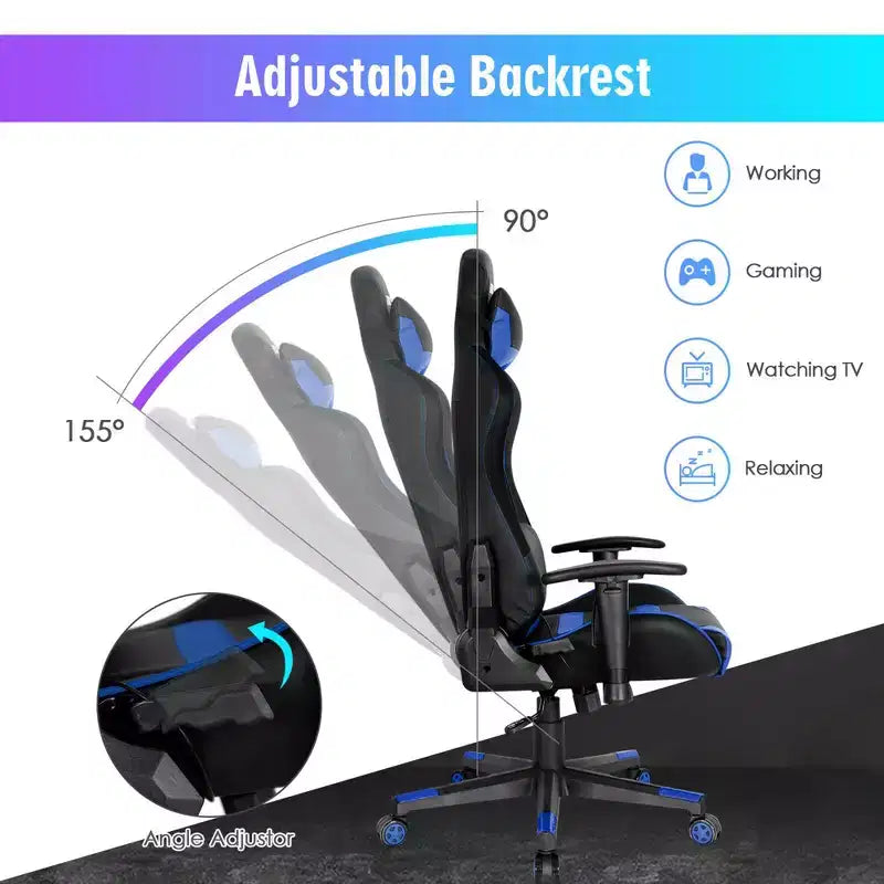 Verstellbarer drehbarer Gaming-Stuhl mit LED-Beleuchtung und Fernbedienung