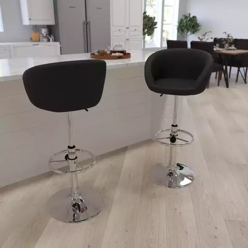 Schalensitz-Barhocker mit 360°-Drehfunktion, höhenverstellbar und Metallfußstütze