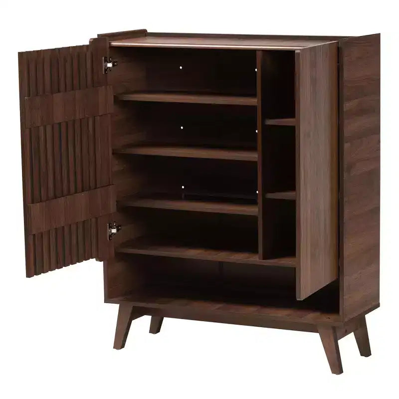 Paricia Schuhschrank aus mittbraunem Nussbaumholz im Mid-Century Modern Stil