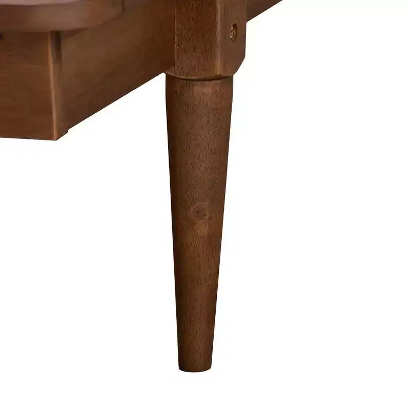 Flint Mid-Century Modern Plattformbett aus Eschen-Nussbaumholz