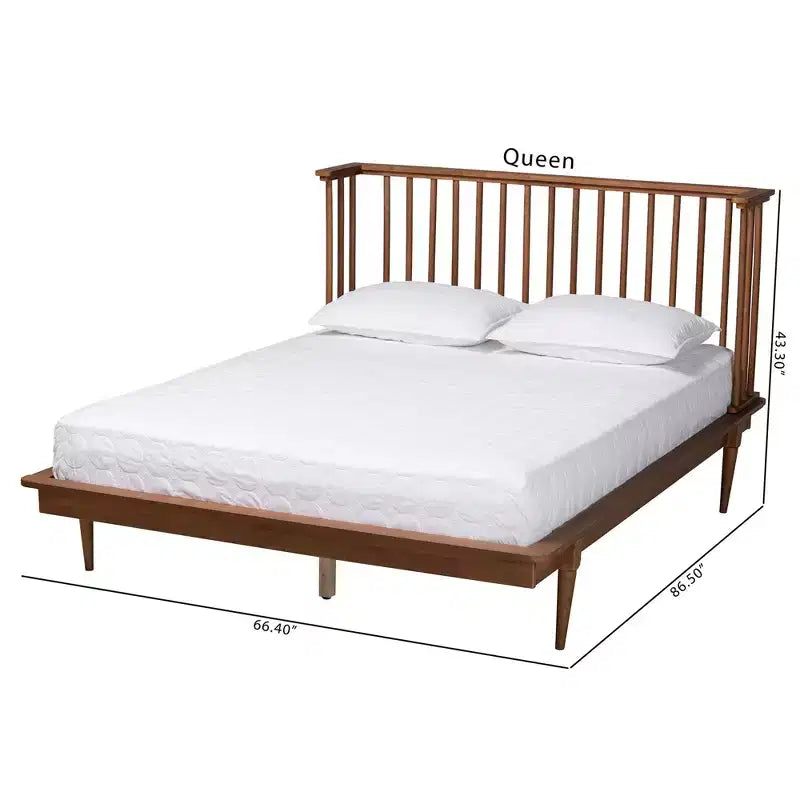 Flint Mid-Century Modern Plattformbett aus Eschen-Nussbaumholz