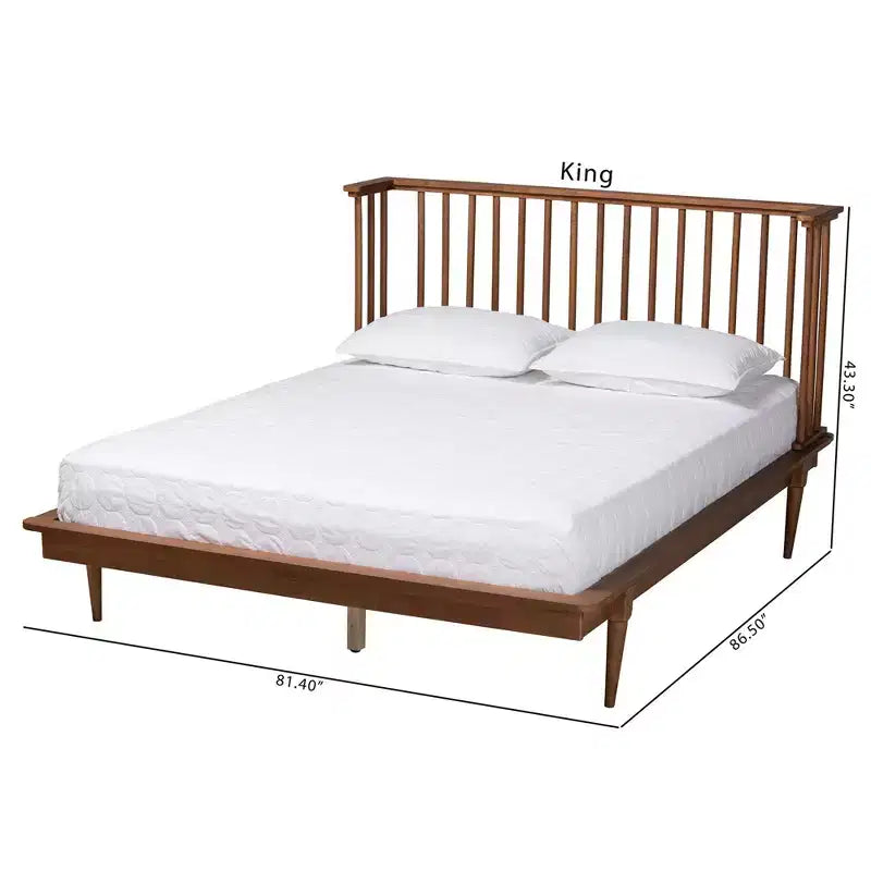 Flint Mid-Century Modern Plattformbett aus Eschen-Nussbaumholz