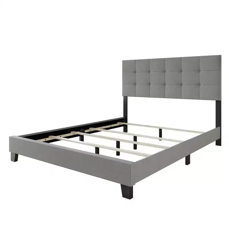 Home Design Sara Panel Bed with 2 Nightstands Gray
