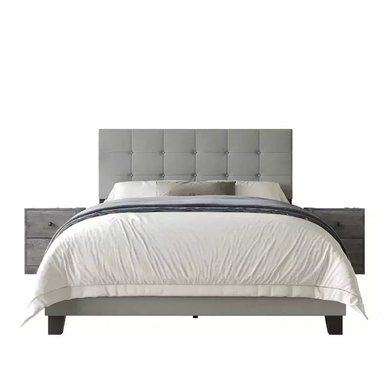 Bett Sara mit 2 Nachttischen, Grau