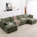 147" 6-teiliges modernes Cord-Sofa mit doppelten Ottomanen