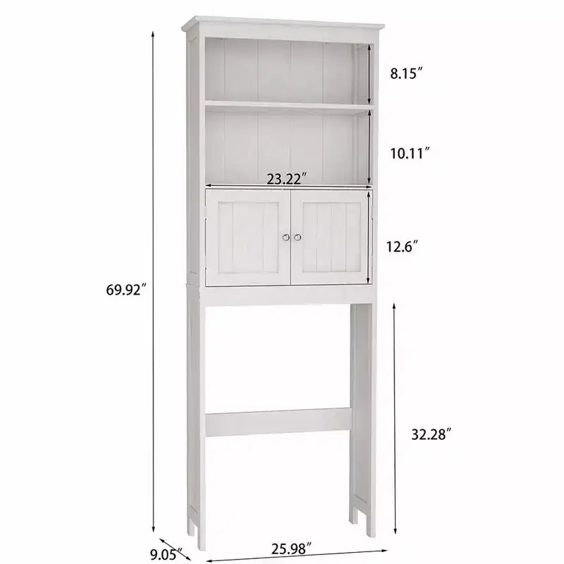 70 cm Toiletten-Schrank, 2-stöckiges Badezimmer-Raumsparregal, Badezimmer-Organizer mit offenen Regalen und Doppeltür